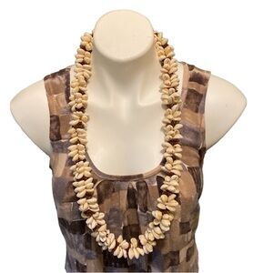 Long Tribal Island Shell Big Chunky Necklace
